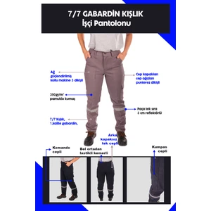 Selçuklu Plus 7/7 Gabardin Kışlık İşçi Pantolonu Tek Reflektörlü Kalın İş Pantolonu