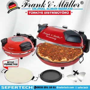 Frank & Müller Germany | Kırmızı Klasik Versiyon Taş Fırın Seti | Pizza ve Lahmacun Makinesi