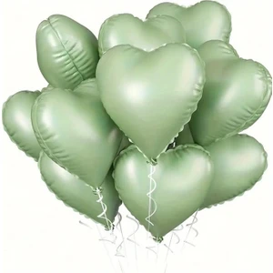 Beysüs Soft Yeşil Retro Kalp Folyo Balon 18 Inç 5 Adet
