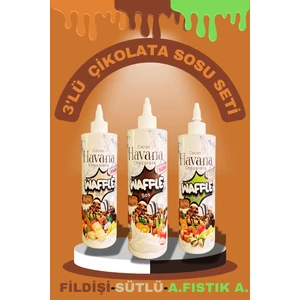 Cacao Havana 3'lüÇikolata Sos (Sütlü-Fildişi-Antep Fıstıklı )Waffle&Krep&Pankek&Kruvasan& Çikolata Sos 3x400 gr