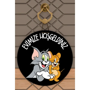 Rug Mood Modern Kapı Süsü Siyah Tom ve Jerry Karşılama Dış Mekan Kapı Süsü