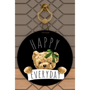 Rug Mood Modern Kapı Süsü Siyah Zemin Happy Everyday Dış Mekan Kapı Süsü