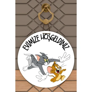 Rug Mood Modern Kapı Süsü Beyaz Tom ve Jerry Kaçan Dış Mekan Kapı Süsü