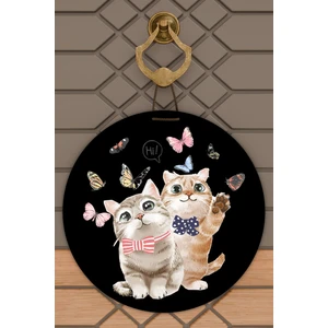 Rug Mood Modern Kapı Süsü Siyah Hi Kedi Dış Mekan Kapı Süsü