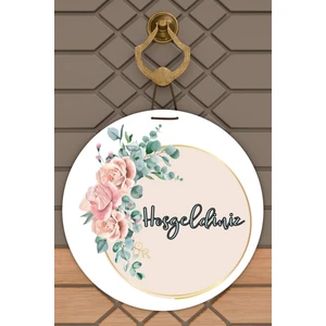 Rug Mood Modern Kapı Süsü Pembe Güllü Hoşgeldiniz Dış Mekan Kapı Süsü