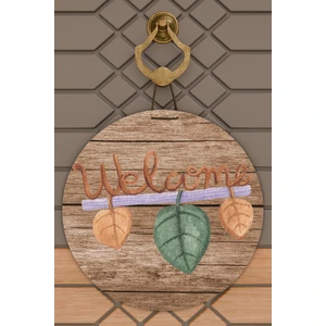 Rug Mood Modern Kapı Süsü Ahşap Desen Welcome Dış Mekan Kapı Süsü
