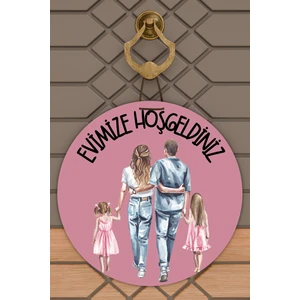 Rug Mood Modern Kapı Süsü Pembe Iki Kız Çoçuğu Aile Dış Mekan Kapı Süsü