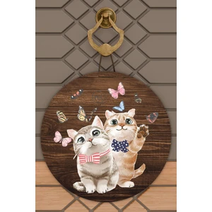 Rug Mood Modern Kapı Süsü Ahşap Hi Kedi Dış Mekan Kapı Süsü