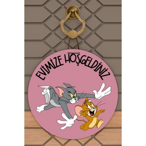 Rug Mood Modern Kapı Süsü Pembe Tom ve Jerry Kaçan Dış Mekan Kapı Süsü