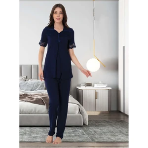 Dvina Effortt Lohusa Pijama Takımı Lacivert - 9012
