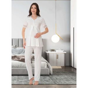 Dvina Effortt Lohusa Pijama Takımı Ekru - 9012