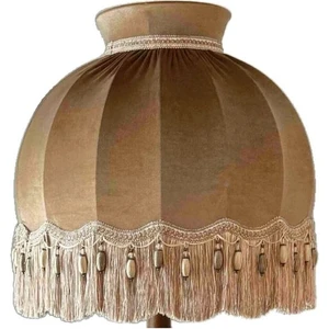 Vizon Renk Kadife Lambader Şapka Vintage 50 x 50 cm  LM01298-1