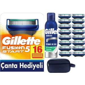 Fusion Start 16 Yedek Tıraş Bıçağı - 200 ml Köpük - Çanta