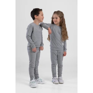 Unisex Çocuk Ribana Kumaş Rahat Eşofman Takımı Gri