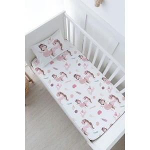 Tuğba Kuğu Anne Yanı Beşik Lastikli Çarşaf Seti - For Baby Serisi - Pembe Tütülü Balerin ve Unicorn