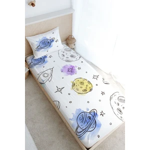 Tuğba Kuğu Tek Kişilik Lastikli Çarşaf Seti - Iconic Serisi - Çizgisel Uzay