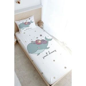 Tuğba Kuğu Tek Kişilik Lastikli Çarşaf Seti - Pure Baby Serisi - Balina ve Çocuk