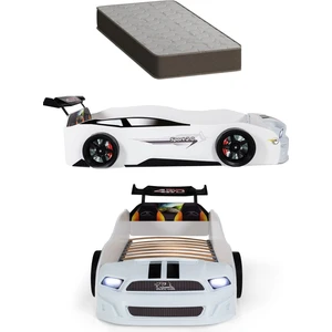 Beyaz Arabalı Yatak Sport Mst Işıklı +Ortopedik Yatak