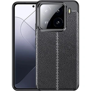 Xiaomi 15 ile Uyumlu Leather Serisi Deri Efekt Silikon Kılıf - Siyah AL3337