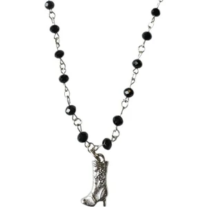 Herşey Nota Boncuk Siyah Zincir Üzerine Çizme Gotik Kadın Kolye