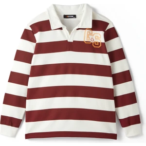 GS Store Galatasaray Çocuk Polo T-Shirt C242063 Kırmızı Beyaz Çizgili Tasarım