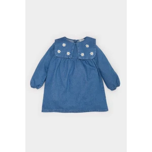 Kız Bebek Nakışlı Uzun Kollu Jean Elbise E0466A525SP