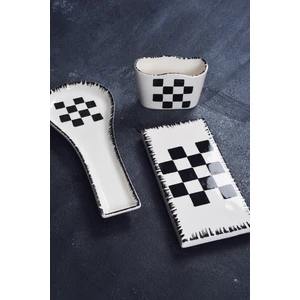 Piatti Naturali 3’lü Mutfak Seti Dama Desen Kaşıklık Kaşık Altlığı Süngerlik Yağdanlık Altı