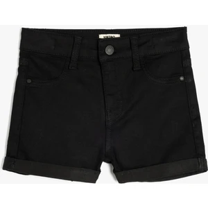 Yüksek Bel Düğmeli Basic Denim Şort