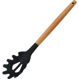  Bambu Saplı Silikon Spagetti Kaşığı Siyah 1 Adet