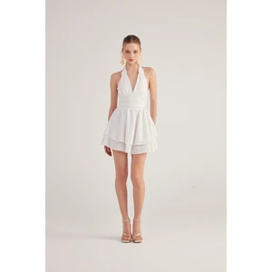 Holly Lolly Boyundan Bağlamalı Kloş Marilyn Elbise Beyaz