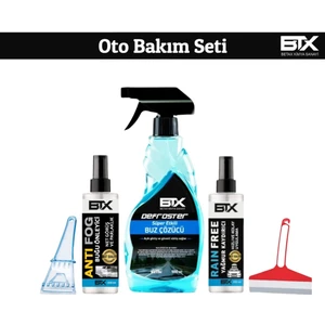 5'li Kışlık Oto Bakım Seti Buz Çözücü 500ML & Buğu Önleyici 200ML & Yağmur Kaydırıcı Sprey 200ML & Buz Kazıyıcı & Çekçek