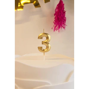 3 Yaş Gold Mum Rakam Pasta Mumu Yaş Mum Gold Renk