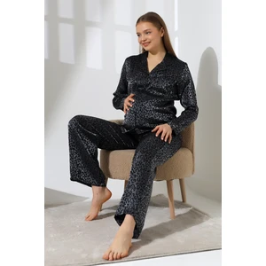 Likapashop Viskon Uzun Kollu Hamile Pijama Takımı
