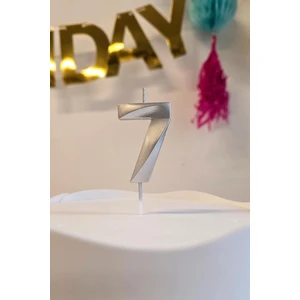 7 Yaş Gümüş Mum Rakam Pasta Mumu Yaş Mum Gümüş Renk