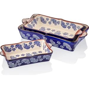 1Sdk Bw033K M Mavi Dikdortgen 3 Lu Fırın Kabı 25X30X36 Cm