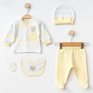 Aziz Bebe 5341 Erkek Bebek Sarı 5'li Hastane Çıkışı