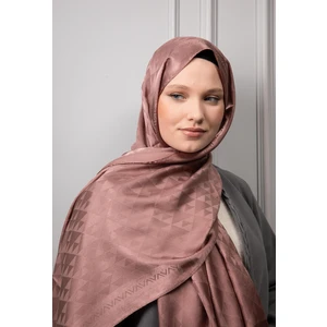 Kamer Scarf Üçgen Desen Parlak Jakar Şal Küllü Vizon