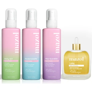 Mazel Vegan Saç Bakım Seti – Üzüm Özlü Isı Koruyucu ve Onarıcı 3x200 ml Sprey + 50 ml Yağ, Parlaklık Etkili, Tüm Saç Tipleri