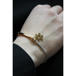 Exclusive Seri Gold Kar Tanesi Model Çift Renk Kadın Çelik Bileklik