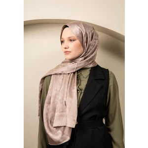 Kamer Scarf Üçgen Desen Parlak Jakar Şal Kahve Köpüğü