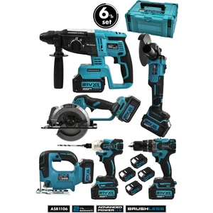 21V Akülü 6'lı Set Matkap Hilti Taşlama Somun Sıkma Dekupaj Testere Daire Testere
