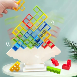 Tetris Şekilli Denge Kule Oyunu - Renkli Blok Dizme
