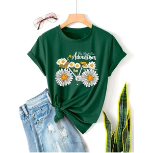 Papatya Bisikiklet Baskılı Basic T-Shirt