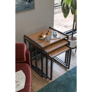 Wood House Lavisa 3'lü Zigon Sehpa (Tekerli)