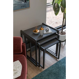 Wood House Lavisa 3'lü Zigon Sehpa (Tekerli)
