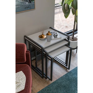 Wood House Lavisa 3'lü Zigon Sehpa (Tekerli)