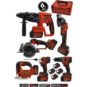 21V Akülü 6'lı Set Somun Sıkma Akülü Vidalama Daire Testere Dekupaj Testere Taşlama Hilti