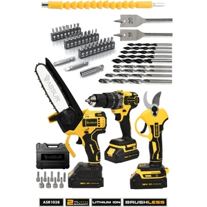 Profesyonel 18V Çift Akülü Budama Testeresi Budama Makası Matkap 3'lü Set