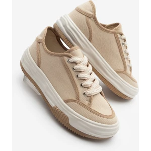 Kadın Sneaker Bağcıklı Keten Spor Ayakkabı Dofkin