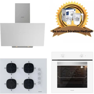 Beyaz Cam Ankastre Set 3481 Flam - CS5665W01 65CM Ocak - BO6501W01